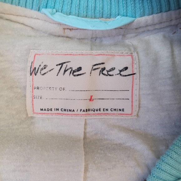 EUC Free People Brown and Light Blue Bomber Jacket Size L - Picture 8 of 11